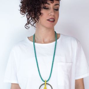  NKW8-3591-CO2 WOOD, STONE AND RESIN NECKLACES FOR WOMEN