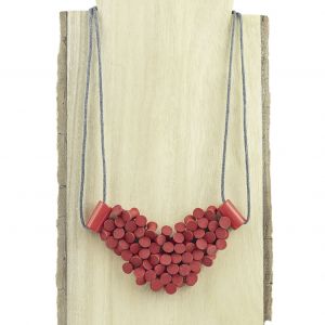  Collar con piezas cilindricas WOOD, STONE AND RESIN NECKLACES FOR WOMEN