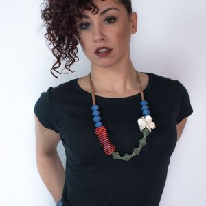  NKW8-3603-CO1 WOOD, STONE AND RESIN NECKLACES FOR WOMEN