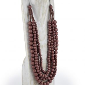  Collar multilineas con bolas WOOD, STONE AND RESIN NECKLACES FOR WOMEN