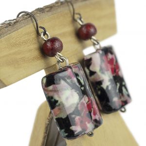  VTI5-1008-PE1 DECOUPAGE WOOD-RESIN EARRINGS