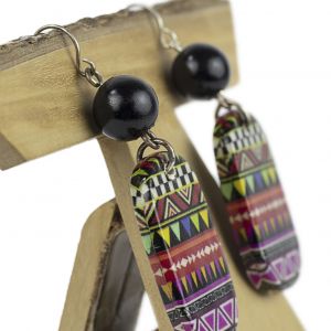  VTV6-1109-PE2 DECOUPAGE WOOD-RESIN EARRINGS