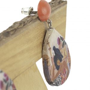  Pendiente lagrima ORECCHINI DECOUPAGE LEGNO-RESINA