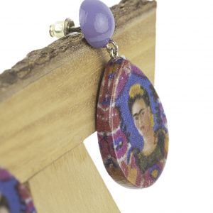  Pendiente lagrima DECOUPAGE WOOD-RESIN EARRINGS