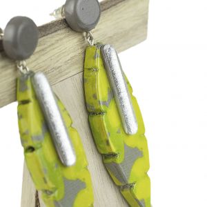  Pendiente hoja con aplique DECOUPAGE WOOD-RESIN EARRINGS