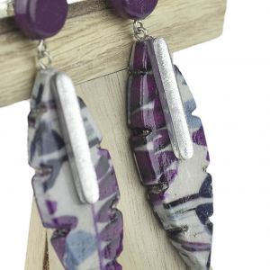  Pendiente hoja con aplique DECOUPAGE WOOD-RESIN EARRINGS