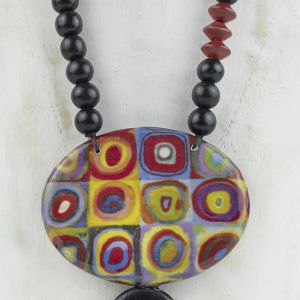  Collar Kandinsky Estudio de color cuadrados COLLARES DECOUPAGE MADERA-RESINA