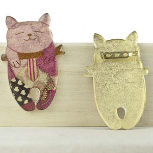  Broche GATO EN RAMA rosa resina BROCHES DE RESINA